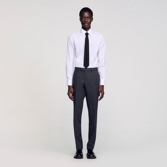 Sandro Mens Charcoal Grey Virgin Wool Suit Trousers NWT  Size‎ 44 (US 36) - Picture 1 of 10